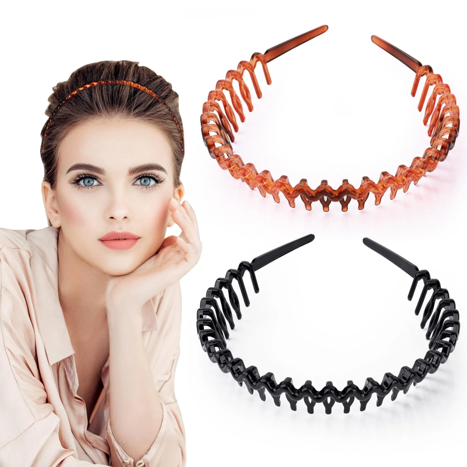 Набір з 2 обручів для волосся з зубцями для жінок та дівчат, фото №1 Набір з 2 обручів для волосся з зубцями для жінок та дівчат, фото №1