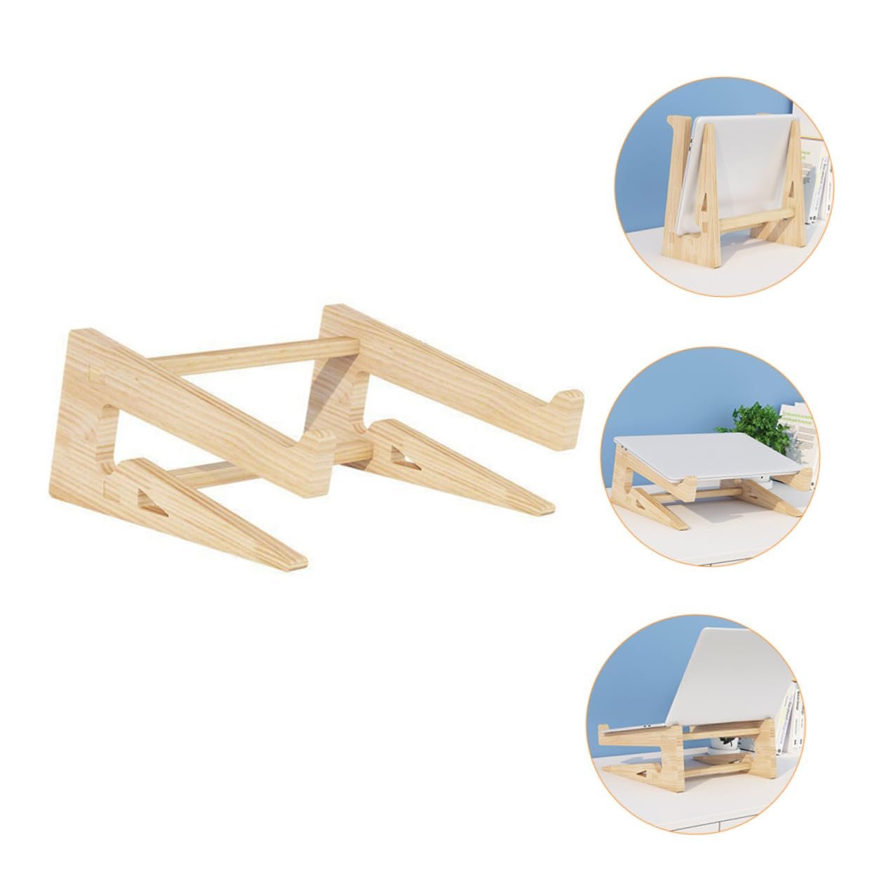 Эргономичная Деревянная Подставка для Ноутбука Регулируемая по Высоте для Ноутбуков Нескользящая Подставка для Компьютера с Естественной Вентиляцией Стабильная Настольная Подставка для Офиса и Дома, фото №6