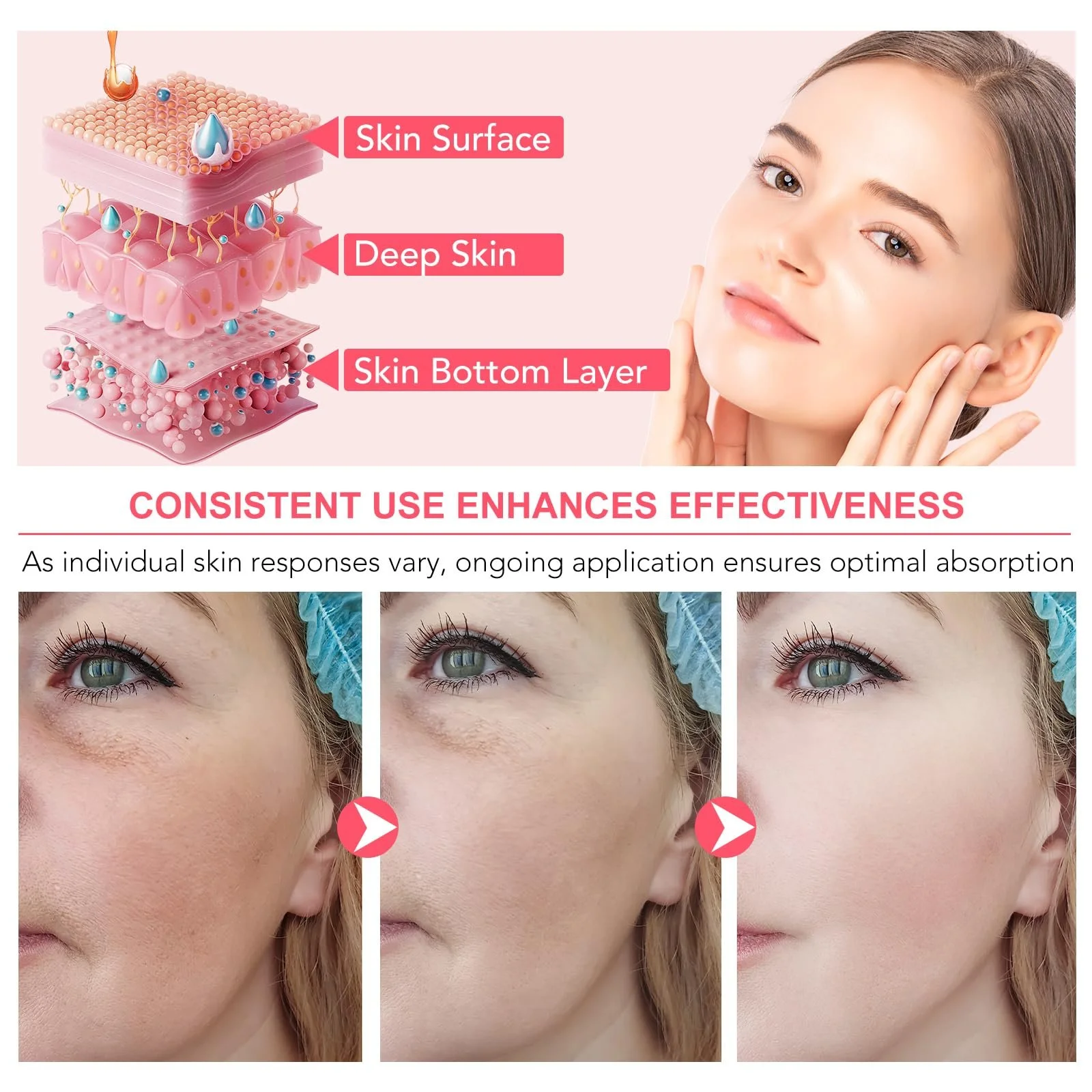 Органічна маска для обличчя з колагеном, набір 4 шт., зволожуюча нічна маска проти старіння, фото №4