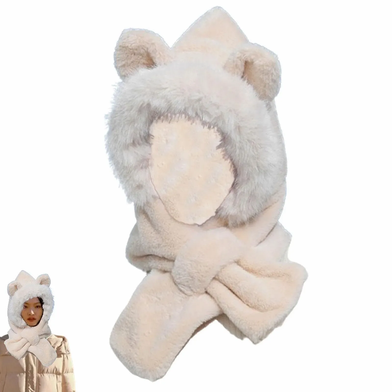 Ветрозащитный шарф с капюшоном Eoixuqba, мягкая, фото №5