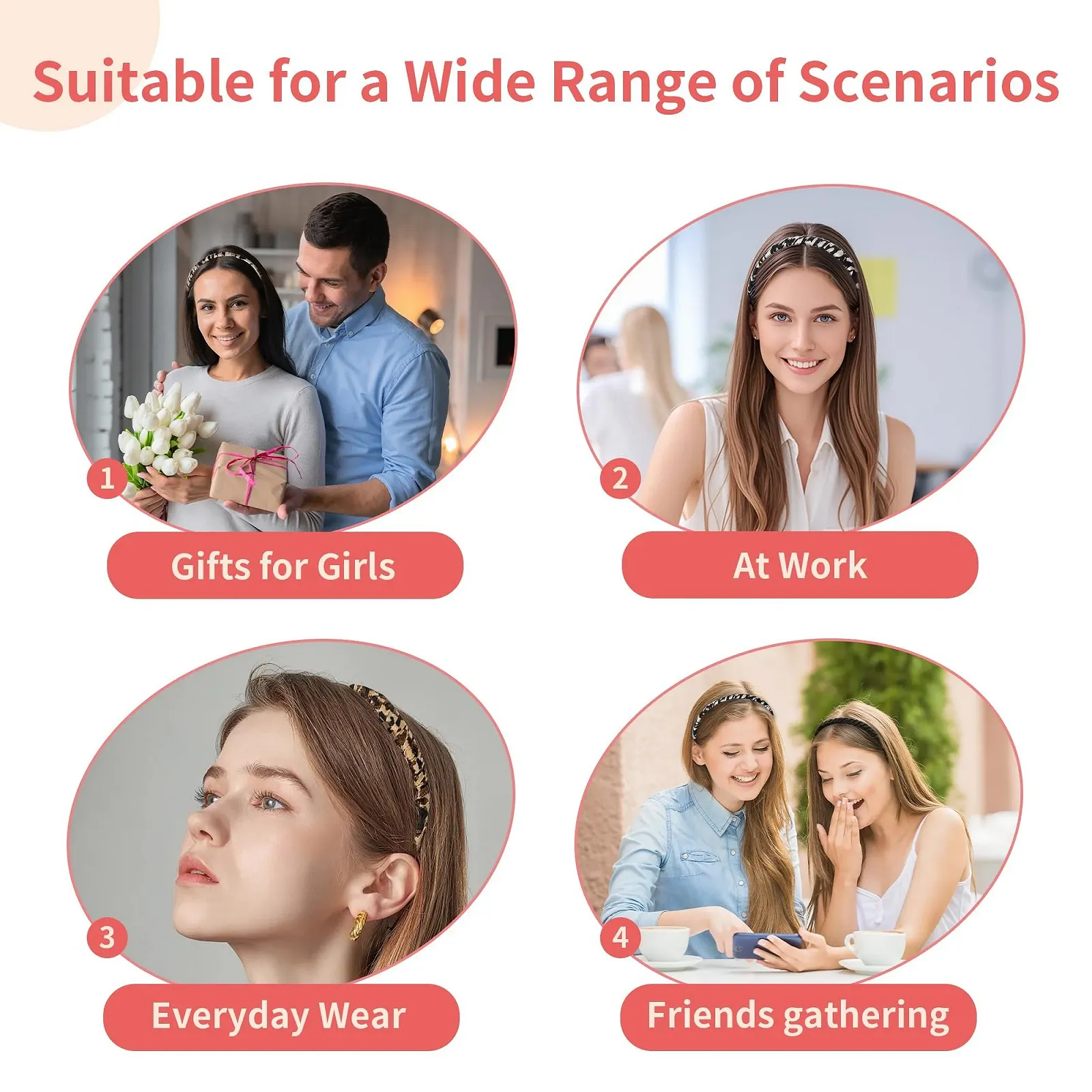 Набір з 5 обручів для волосся для дівчат та жінок, фото №7