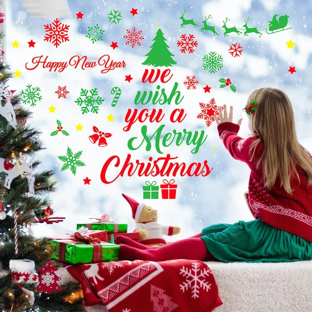 Наклейка на стіну Різдвяний декор вікон Самоклеюча, фото №4