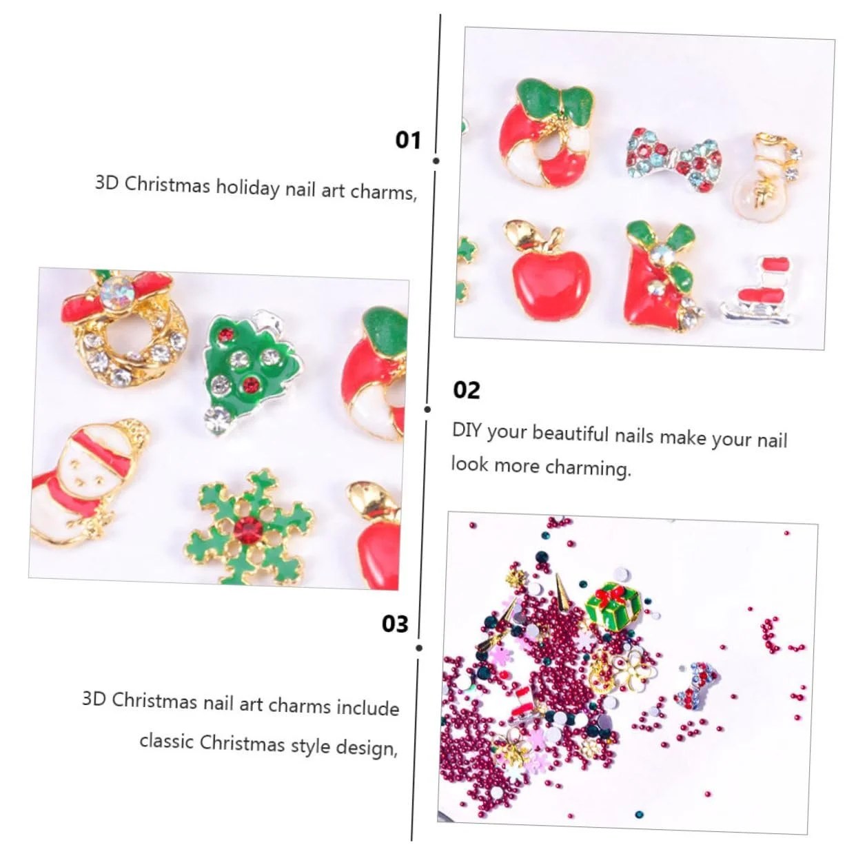 Украшения для ногтей Тип FRCOLOR Рождественский, снежинки, стразы для маникюра, фото №6