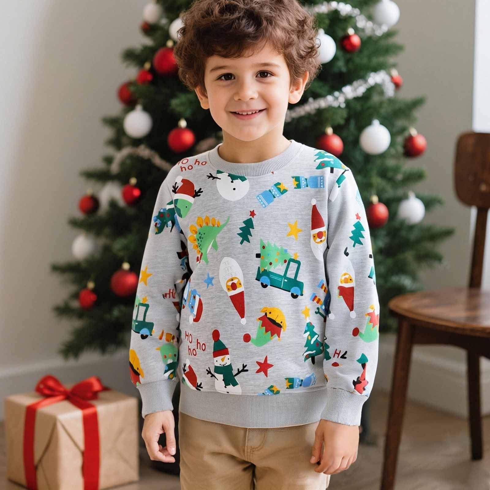 Рождественский джемпер Generisch для мальчиков, детский свитшот, теплый, повседневный, рождественский джемпер для малышей, рождественский джемпер с круглым вырезом, хлопковые теплые топы для детей 1-7 лет, размер 92-125, фото №3 Рождественский джемпер Generisch для мальчиков, детский свитшот, теплый, повседневный, рождественский джемпер для малышей, рождественский джемпер с круглым вырезом, хлопковые теплые топы для детей 1-7 лет, размер 92-125, фото №3