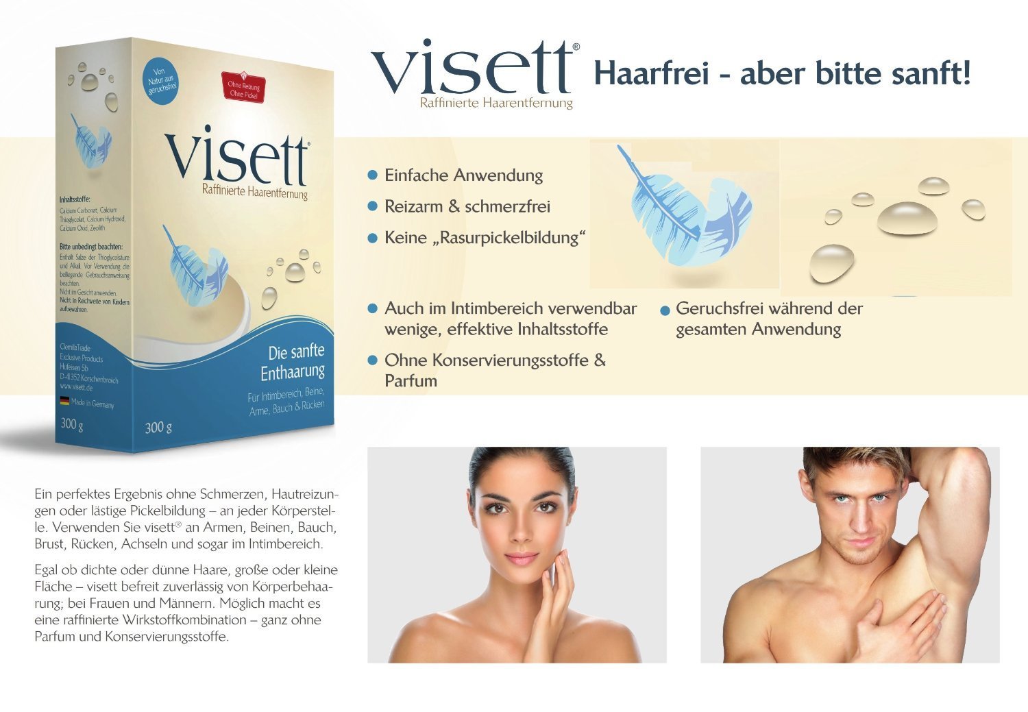Засіб для видалення волосся Visett Refined 300 г для чоловіків та жінок, фото №2