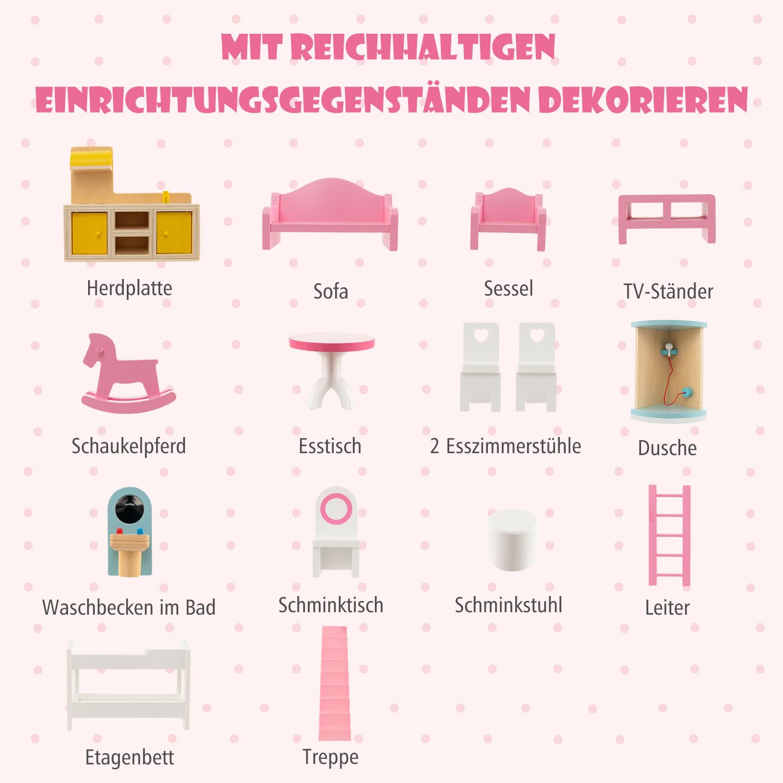 Ляльковий будинок COSTWAY з дерева, фото №7