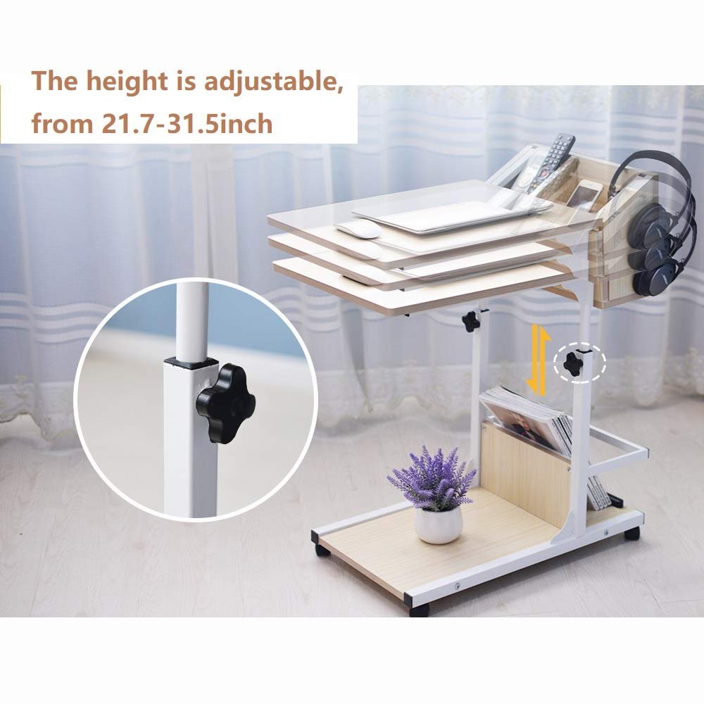 Приставний столик SogesPower регульований для ноутбука, комп'ютера, письмового столу, візок, мобільний, фото №5