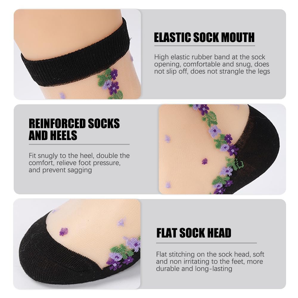 Женские тонкие носки с цветочным узором, носки-чулки, женские полиэстеровые носки для повседневного использования и досуга, фото №7
