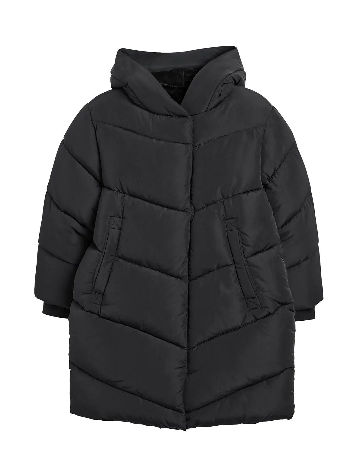 Водонепроницаемое стеганое пальто для девочек Next с подкладкой из искусственного меха и капюшоном, фото №1