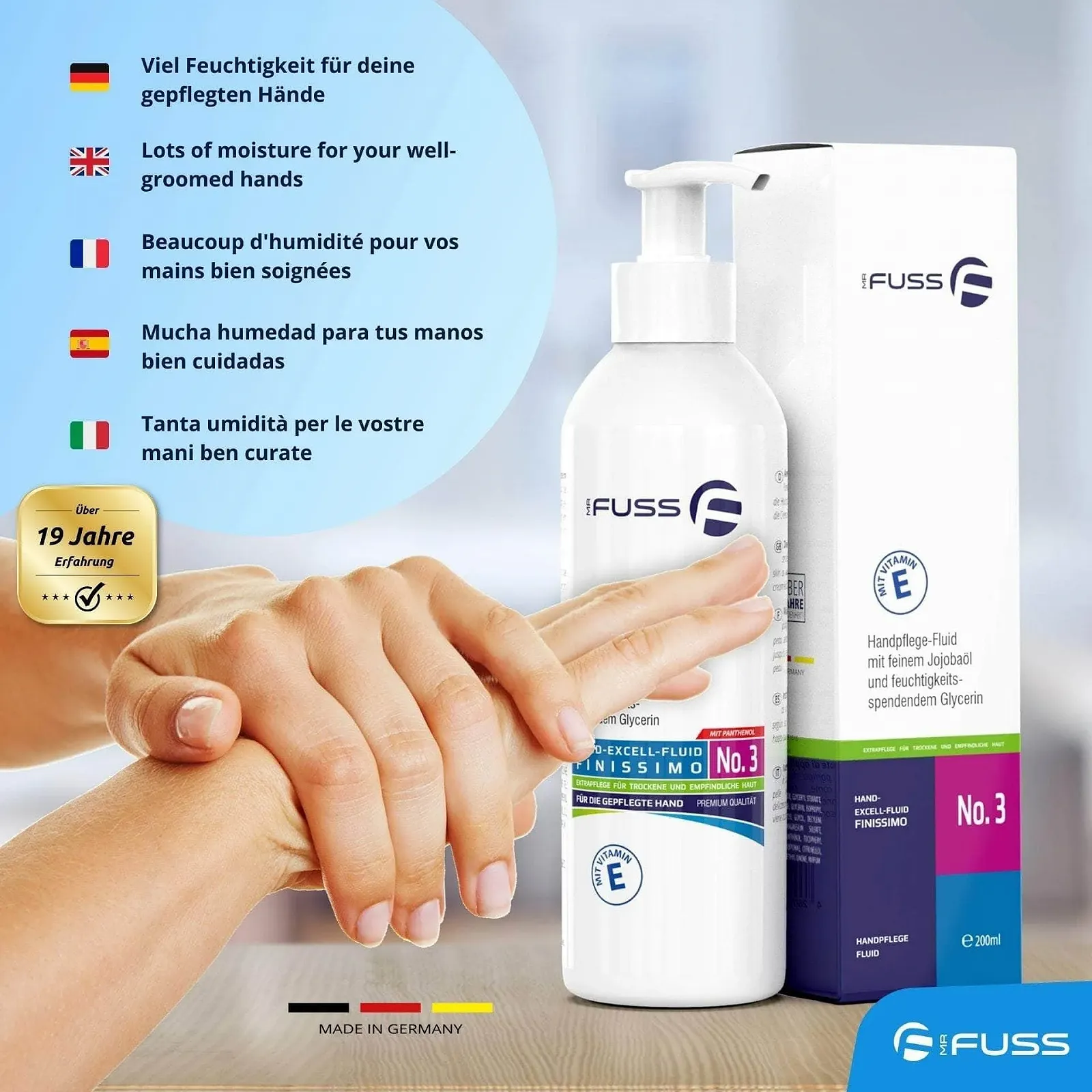 Крем для рук Mr. Fuss Hand Excell Fluid No. 3 з олією жожоба, гліцерином та вітаміном Е 200 мл, фото №8