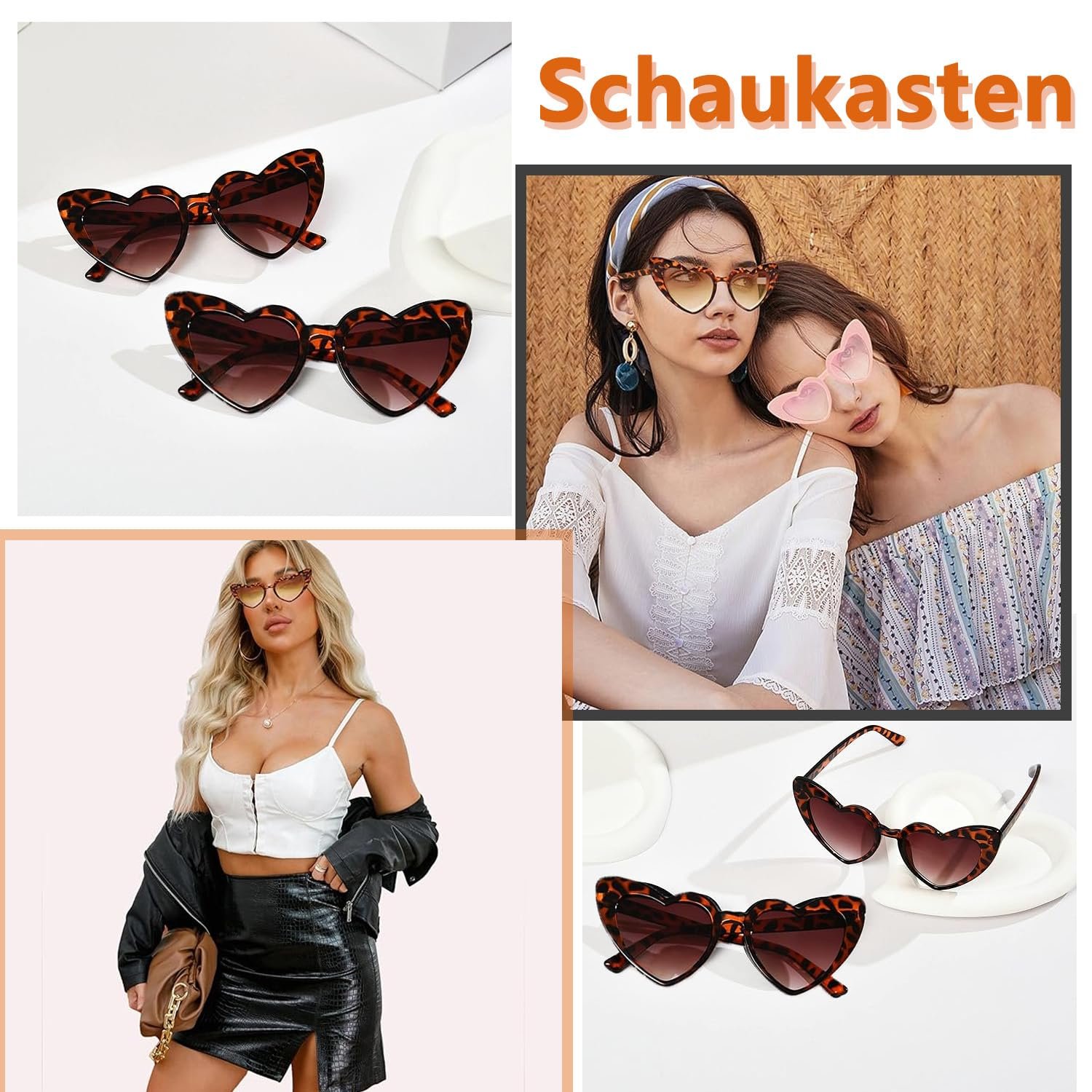 Сонцезахисні Окуляри Серцеподібні Ретро Білий, Леопардовий візерунок, фото №6