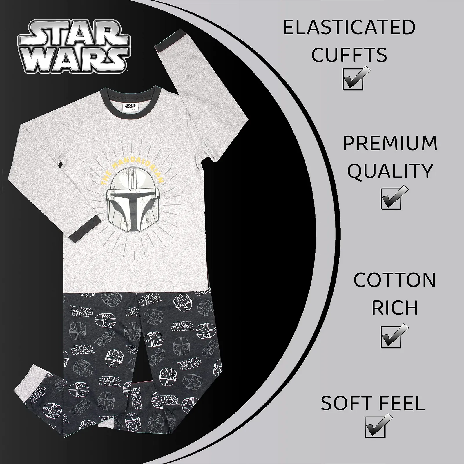 Пижама Star Wars Cерый и черный с длинными рукавами с мандалорцем, фото №4