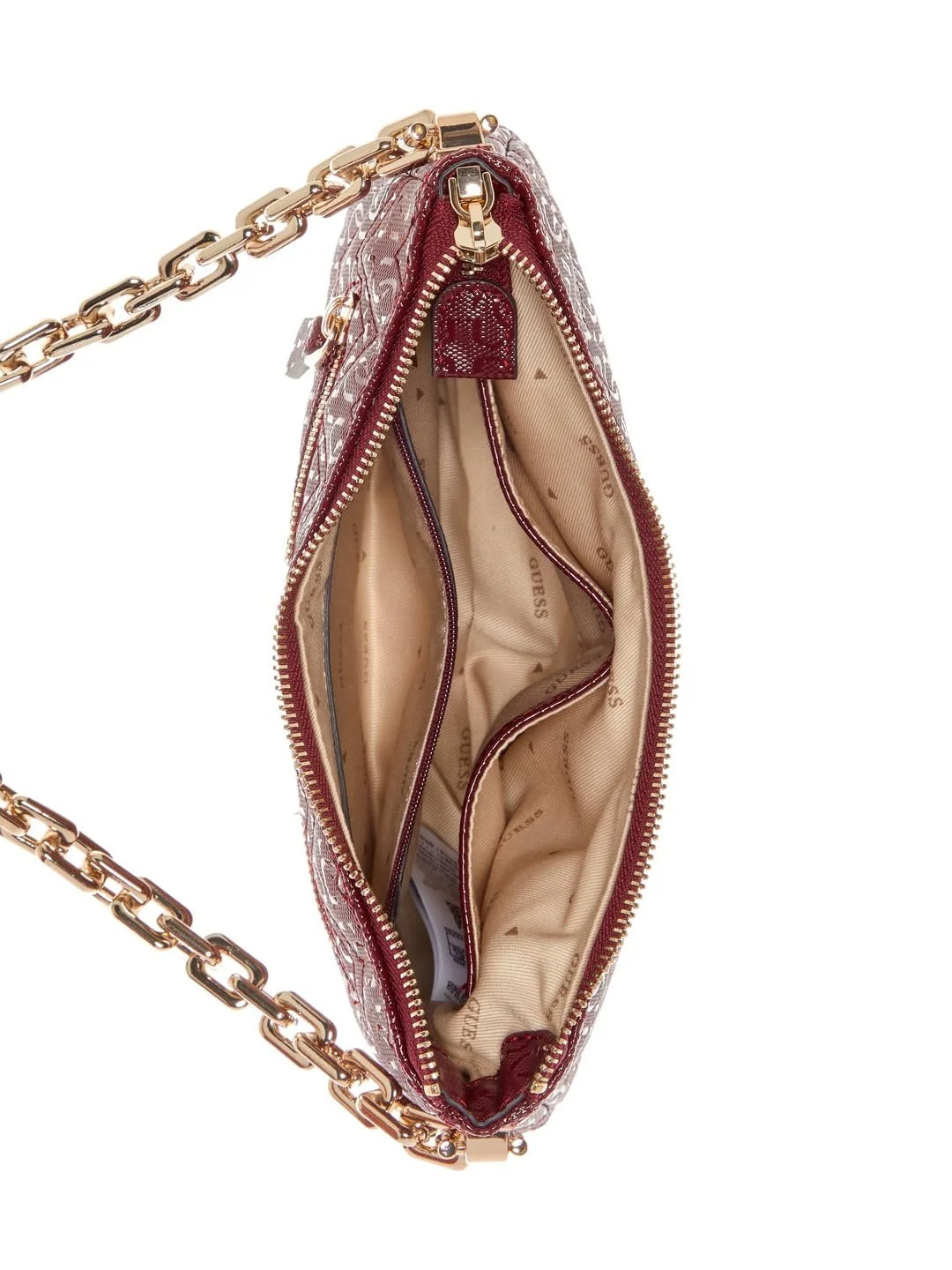 Сумка на плече GUESS Adelard Top Zip, бордовий, One Size, фото №5