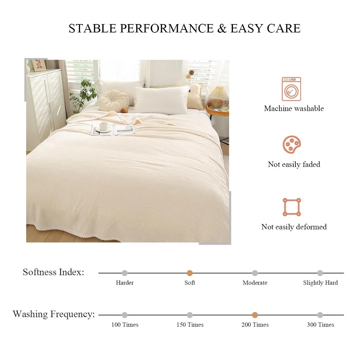 Покривало LumiSyne Вафельний Стільниковий Однотонний Розкішна фланель 230 x 200 см, фото №5