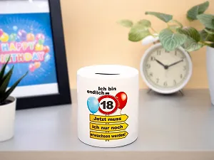 Копилка керамическая "Мне наконец-то 18" к дню рождения White synthetic.ua - Фото 1
