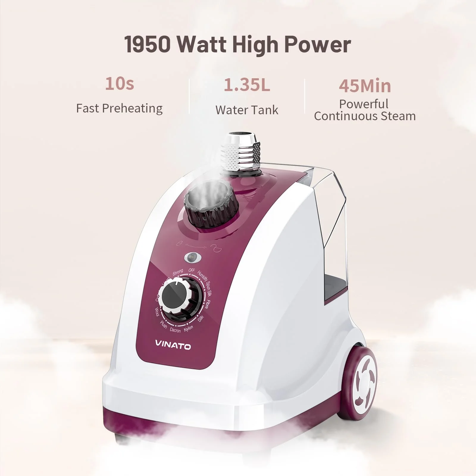 Вертикальный отпариватель VINATO 1950W 1.35л 11 функций, фото №2