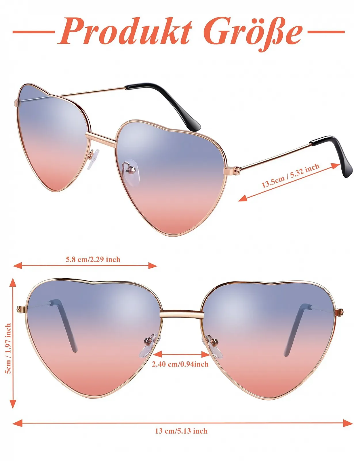 Сонцезахисні окуляри Серце Kiiwah Металева оправа Ретро, фото №2