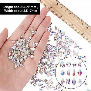 Стразы для ногтей стеклянные 400 штук разных форм, плоские кристаллы для ногтей, украшения для DIY поделок, дизайн ногтей, макияж, наряды synthetic.ua - Фото 1