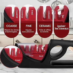 Точилка для ножів ручна 4-in-1 професійна з керамічним каменем, карбідом вольфраму та алмазним напиленням нековзна synthetic.ua - Фото 1