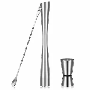 Набір бармена Fiada Мадлер для коктейлів Нержавіюча сталь з мірною чашкою та ложкою для змішування коктейлів - Фото 1