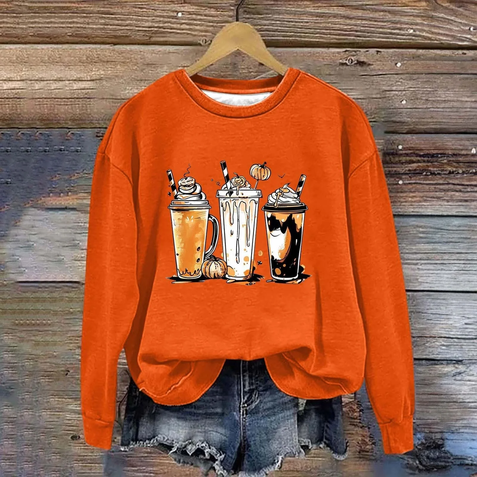 Женский Свитшот Без Капюшона Halloween С Тыквенным Принтом, фото №3