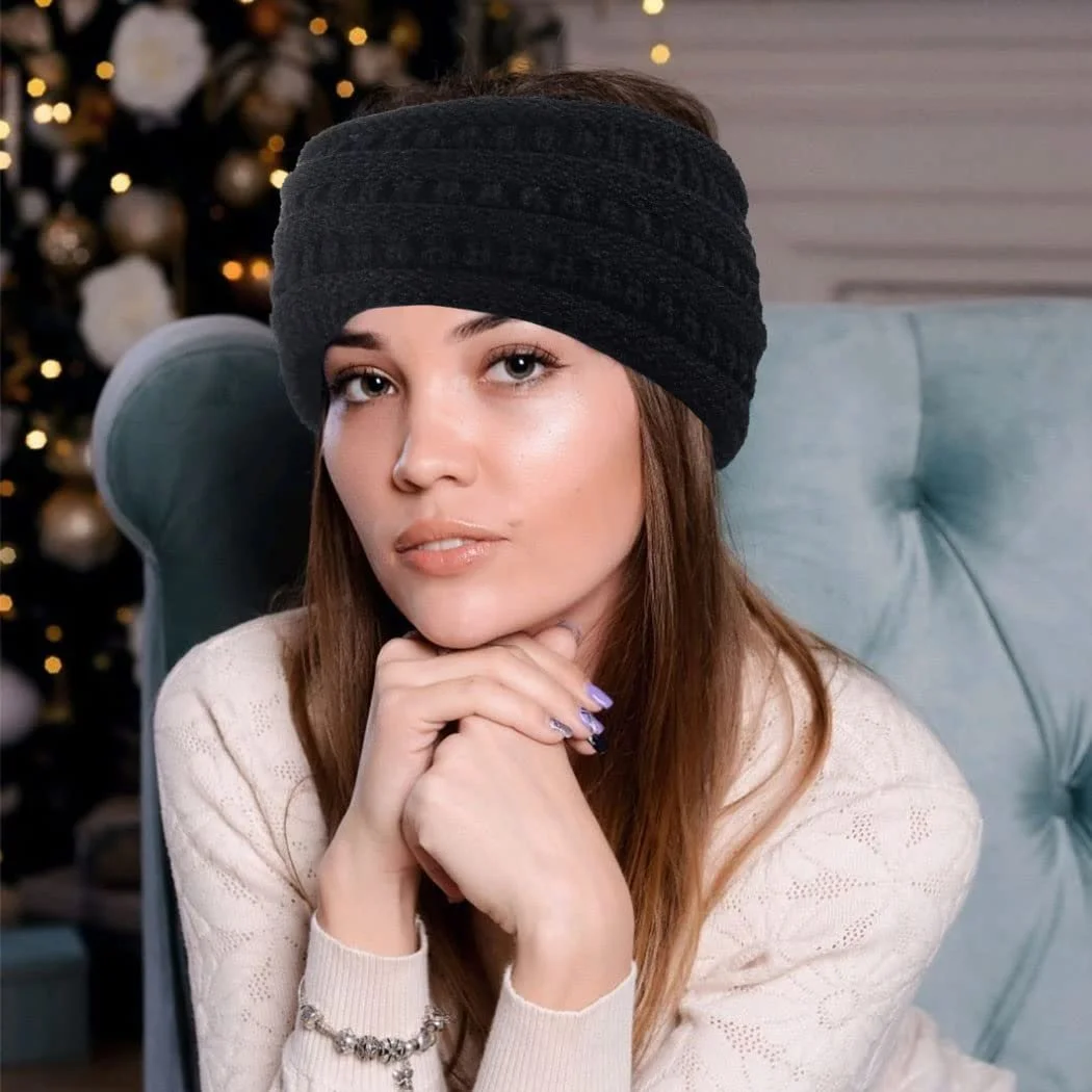 В'язана пов'язка на голову Yean Зимова гачком для зігрівання вух для жінок та дівчат, фото №2 В'язана пов'язка на голову Yean Зимова гачком для зігрівання вух для жінок та дівчат, фото №2