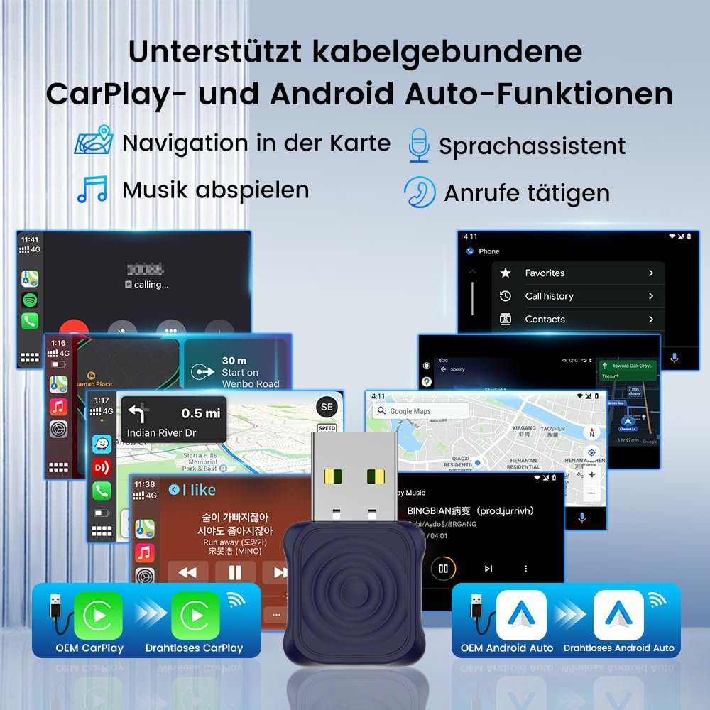 Адаптер Carlinkit Mini Ultra CarPlay беспроводной для iPhone, беспроводной адаптер Android Car, преобразует проводной CarPlay и Android Car в беспроводной, Plug and Play, совместим с автомобилями, фото №3