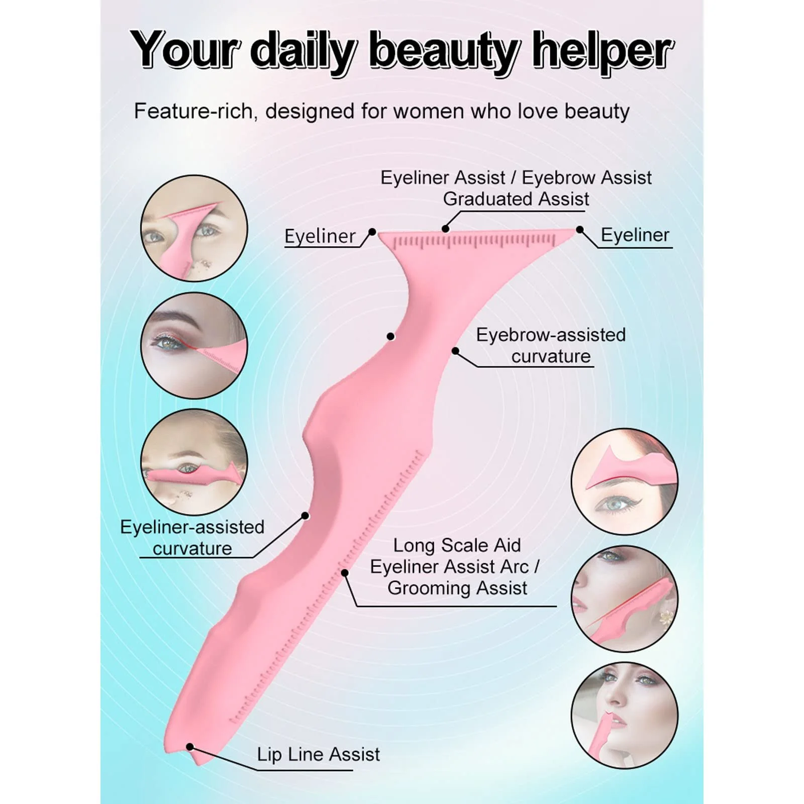 Трафарети для підводки MULAIDI Силіконові, аплікатор для макіяжу, фото №3