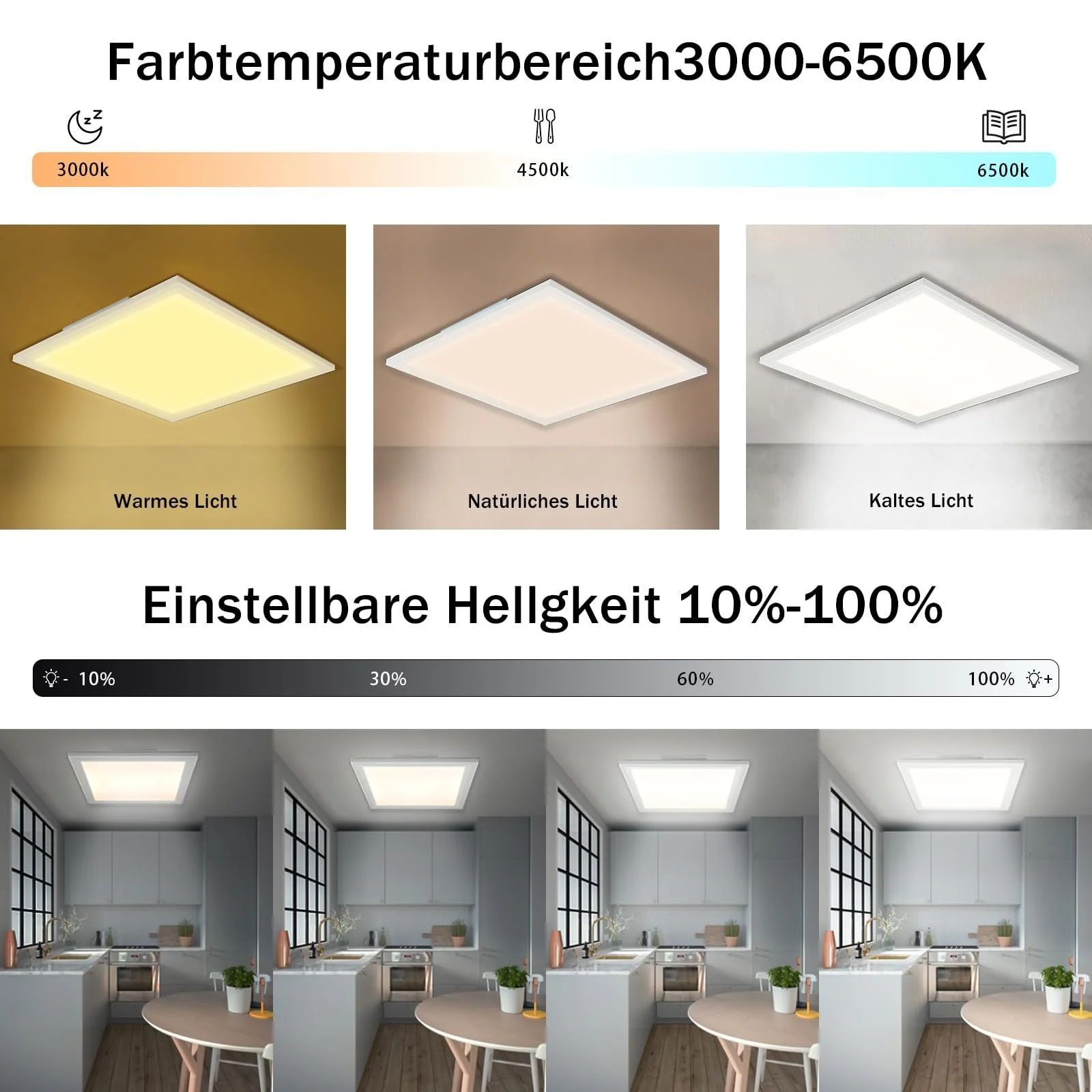 Світильник Glitzerlife LED RGB з регулюванням яскравості 24 Вт білий у комплекті з пультом управління квадратна стельова лампа з підсвіткою діаметром 45 см, фото №3