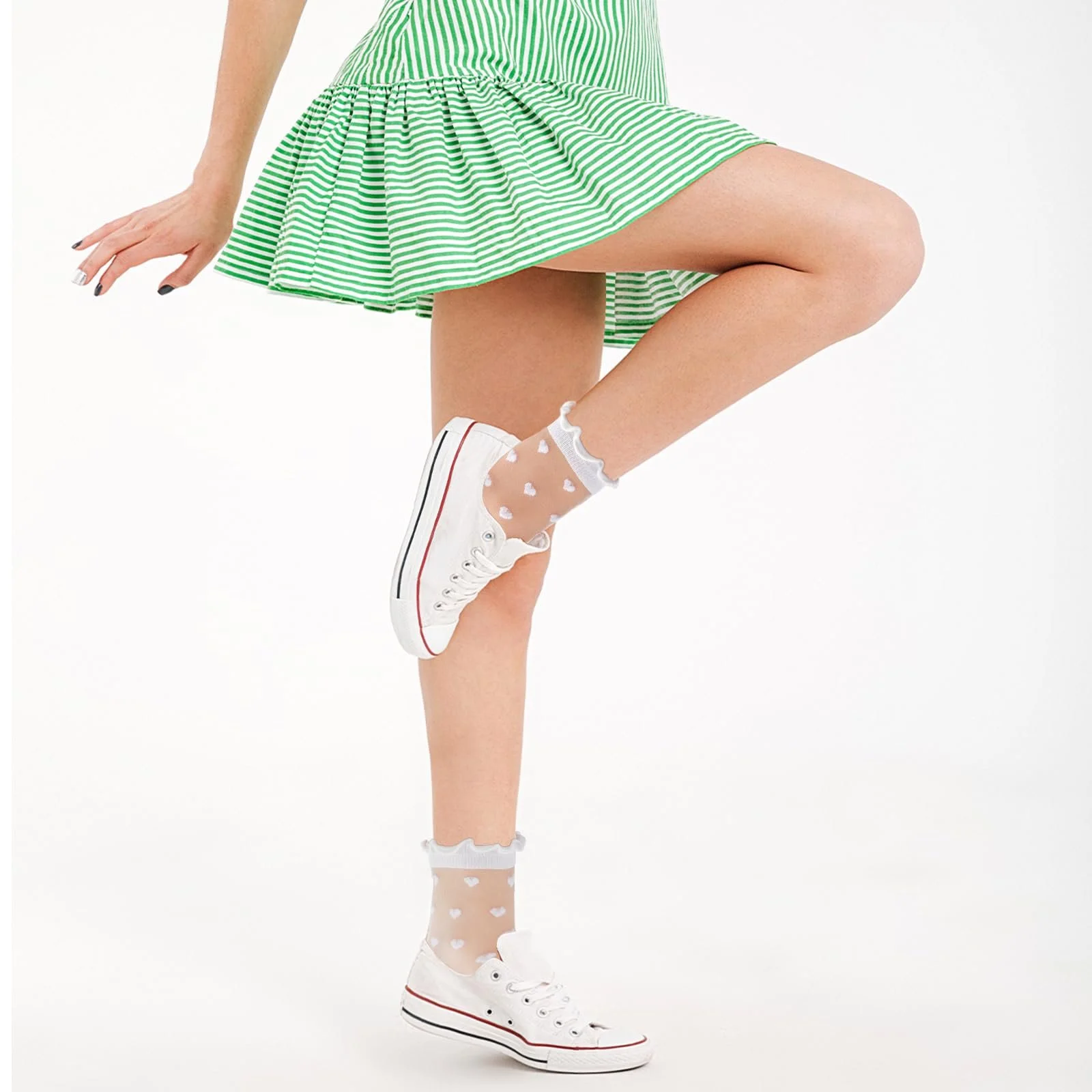 Шкарпетки Прозорі з оборками 4 пари (чорний, білий), фото №6