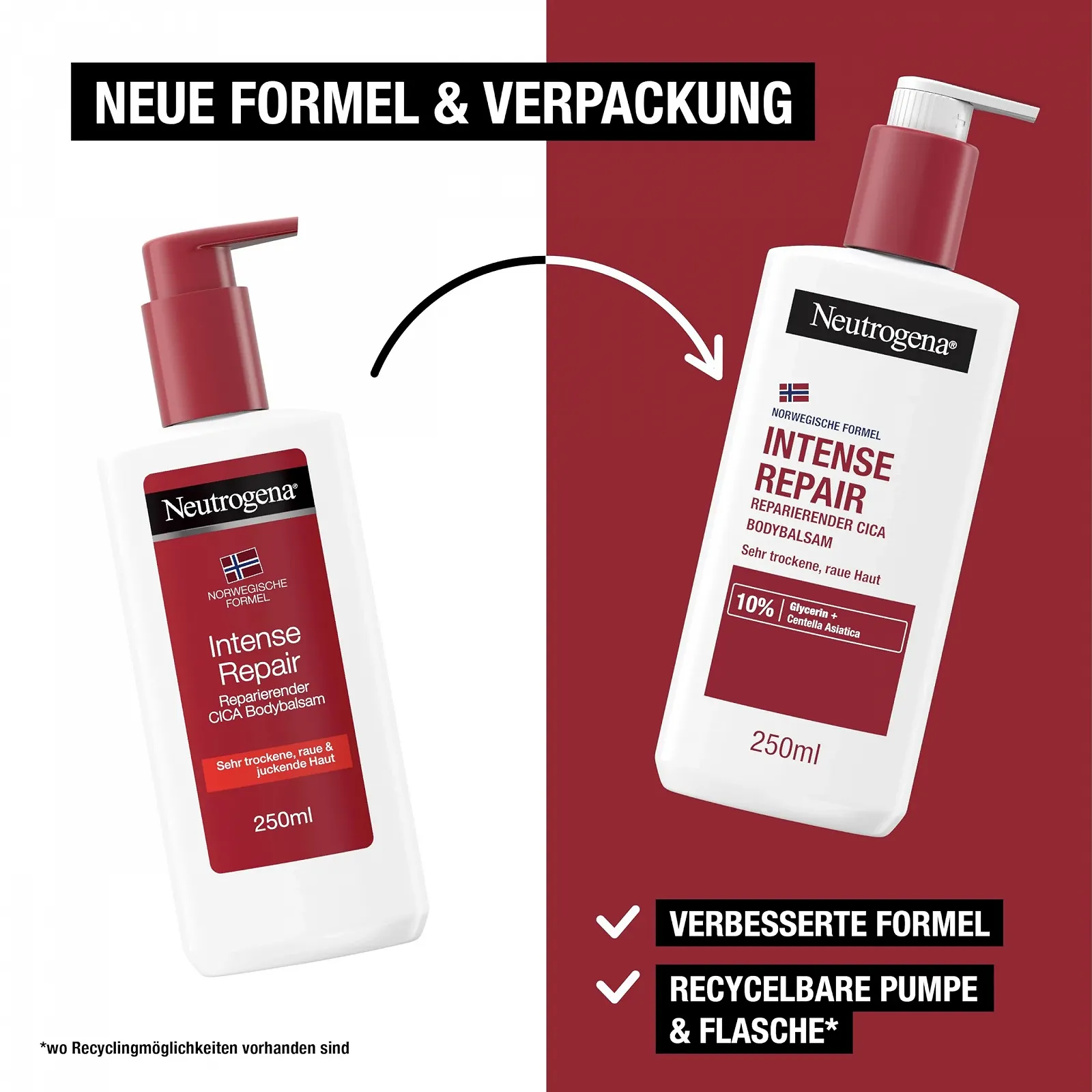 Бальзам для тела Neutrogena Norwegian Formula Intense Repair Repairing CICA 250 мл для мгновенного облегчения и большего увлажнения для очень сухой, шершавой кожи, фото №7
