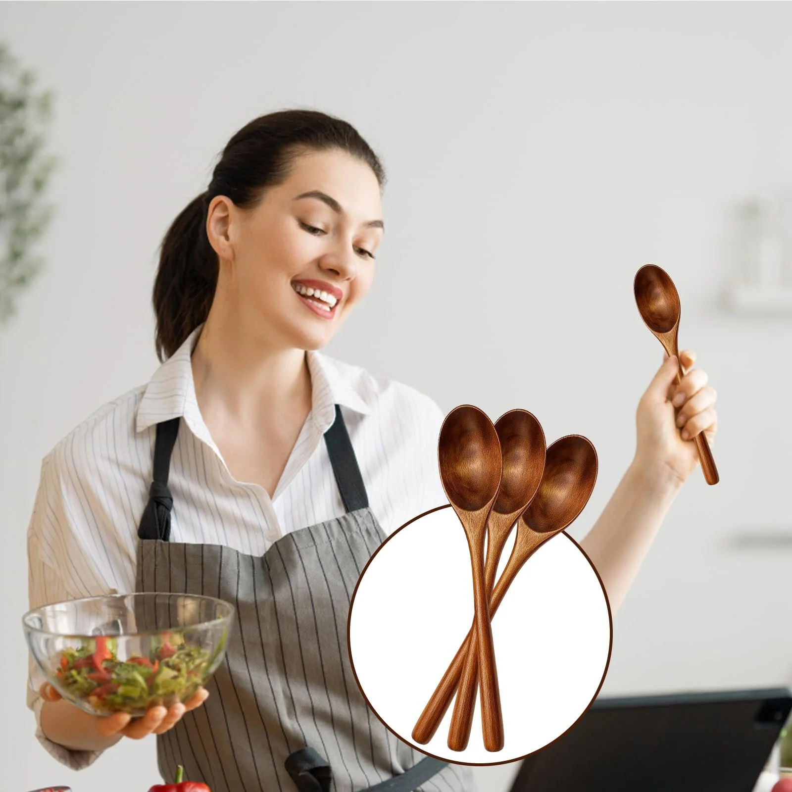 Ложка деревянная 23 см, фото №5