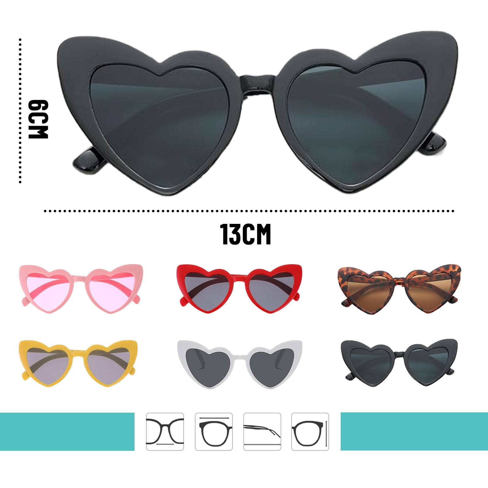Сонцезахисні окуляри у формі серця Ahuananhu, набір 6 штук, фото №7 Сонцезахисні окуляри у формі серця Ahuananhu, набір 6 штук, фото №7