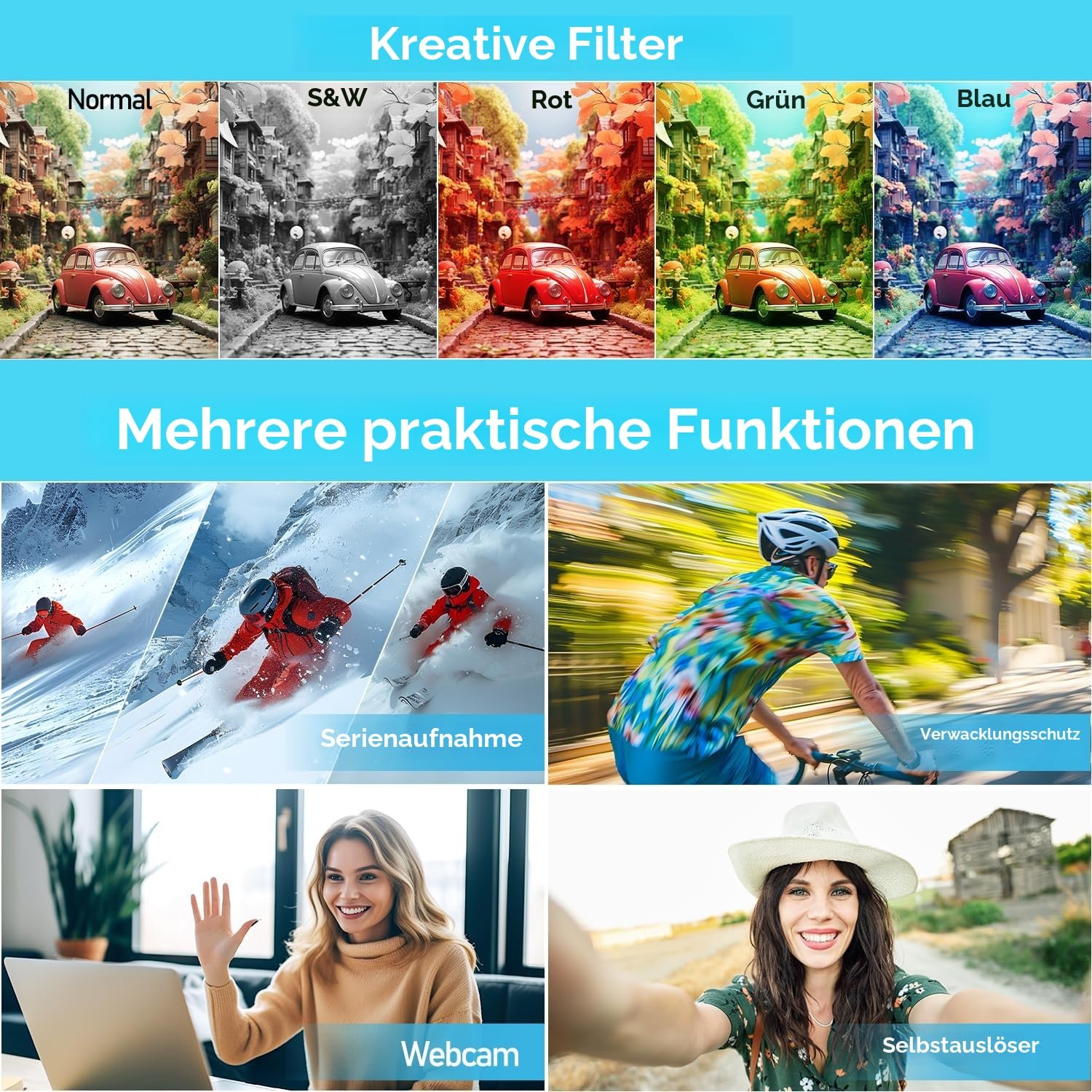 Цифрова фотокамера UHD 4K 50MP 32GB SD 16X Digital Zoom Pink, фото №6