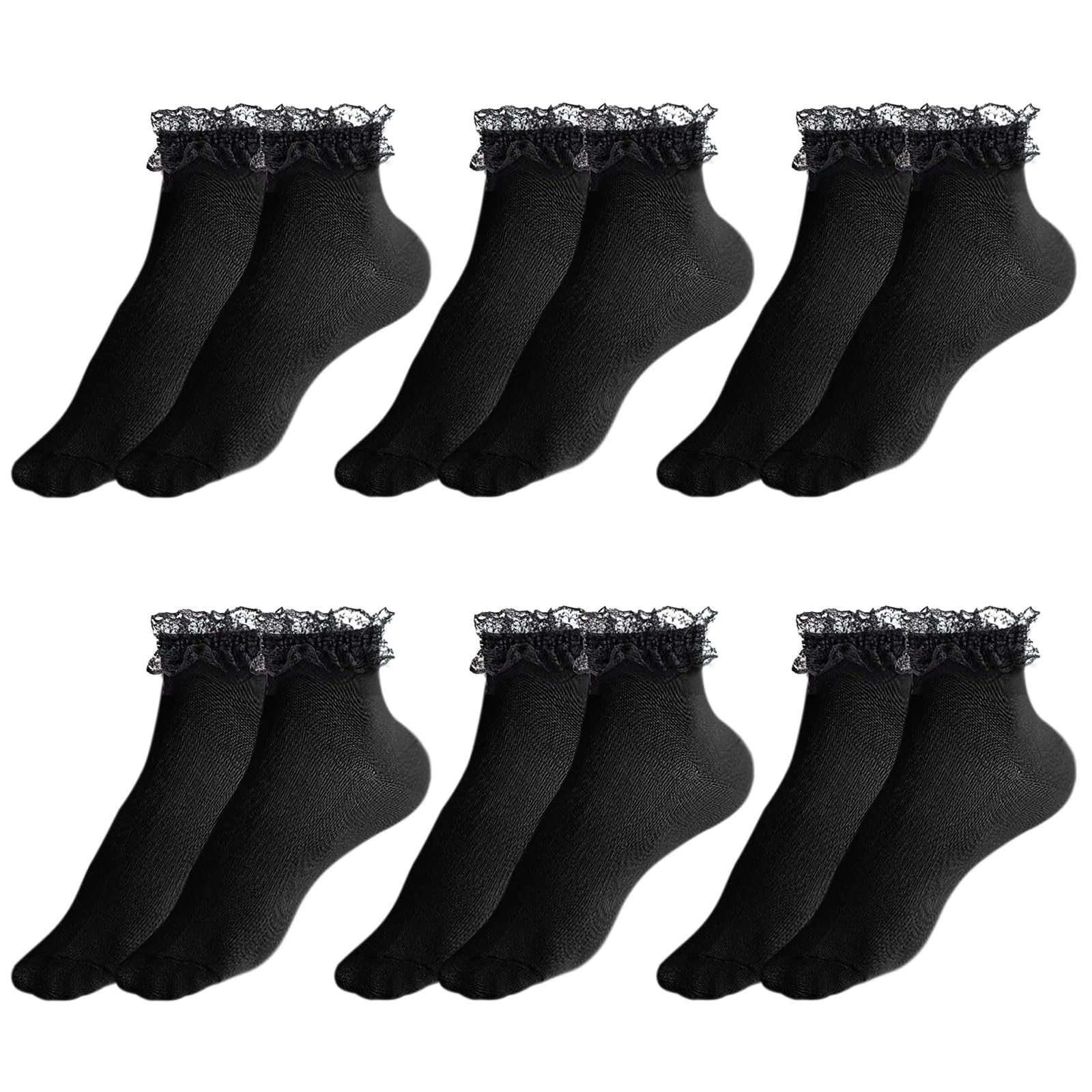 Шкарпетки з рюшами Чорний, 6 пар, фото №1