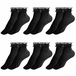 Носки с рюшами Черный, 6 пар - Фото 1