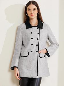 Пальто Allegra K Двубортное с воротником, карманами, длинными рукавами, повседневное, зимнее synthetic.ua - Фото 1