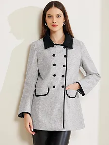 Пальто Allegra K Двобортне з коміром, кишенями, довгими рукавами, повсякденне, зимове synthetic.ua - Фото 1