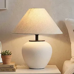 Настільна лампа керамічна Rustic Black Farmhouse Wabi Sabi Vintage Біла - Фото 1