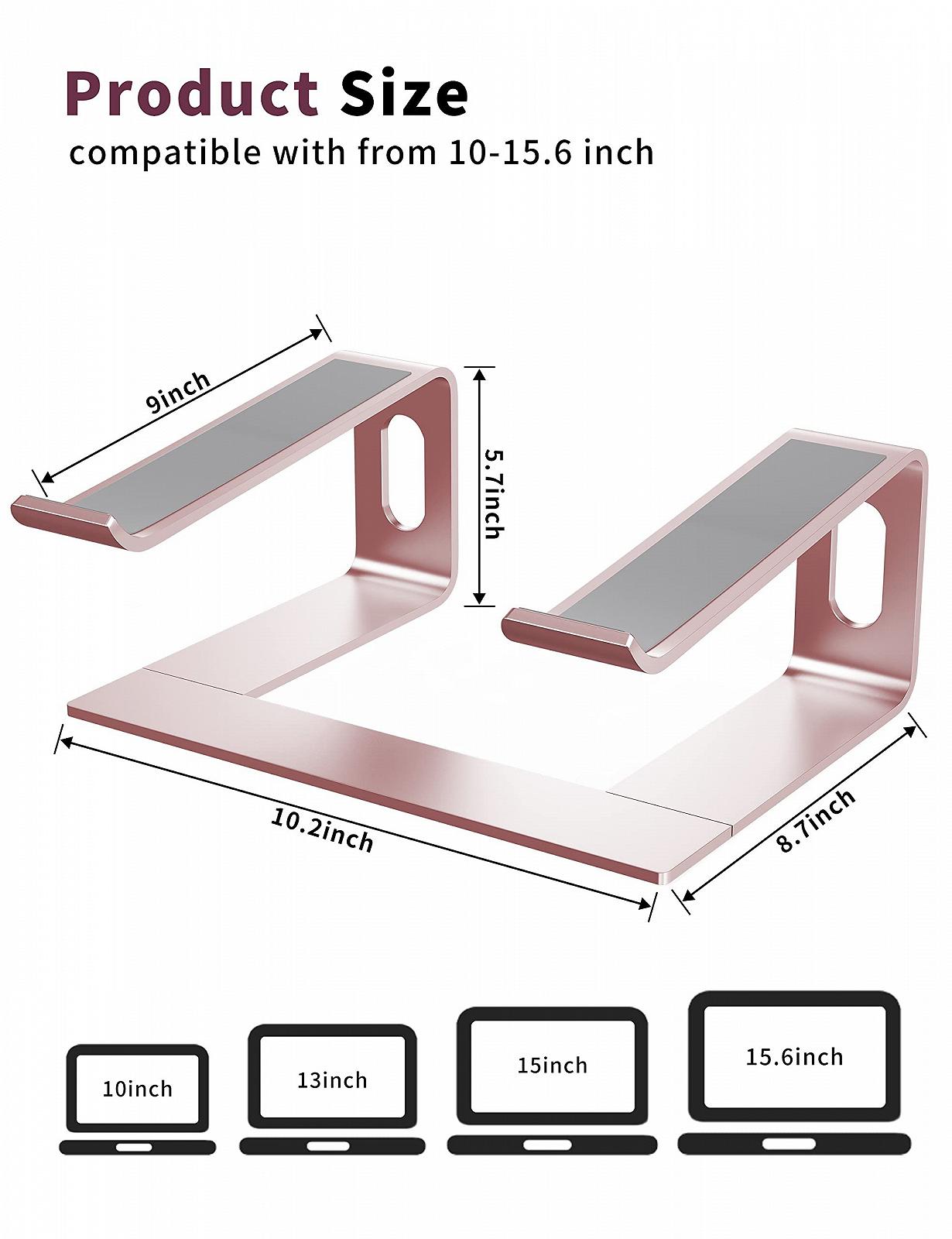 Підставка для ноутбука ALASHI, алюмінієва, ергономічна підставка для ноутбука, знімна металева підставка для ноутбука, підтримка ноутбуків від 10 до 15.6 дюймів, сіра, фото №2