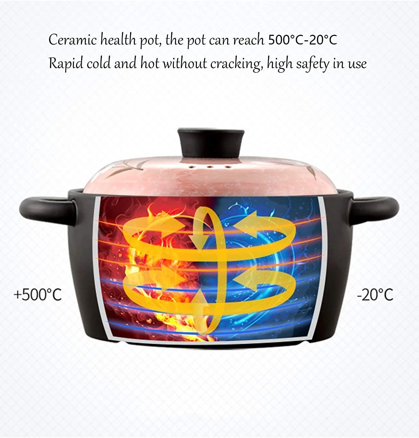 Каструля керамічна термостійка для тушкування чорна, фото №4