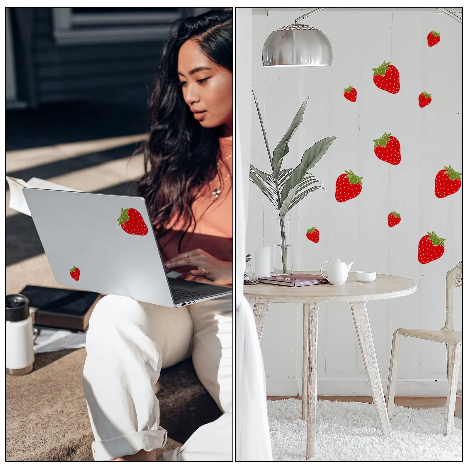 Наклейки на стіну Fruit Strawberry Waterproof Removable 4 аркуші 92 шт., фото №7