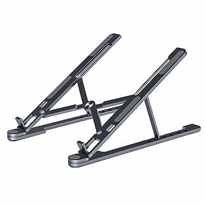 Подставка для ноутбука складная Алюминиевый сплав Регулируемая по высоте Охлаждающая Tёмно-серый - Фото 1