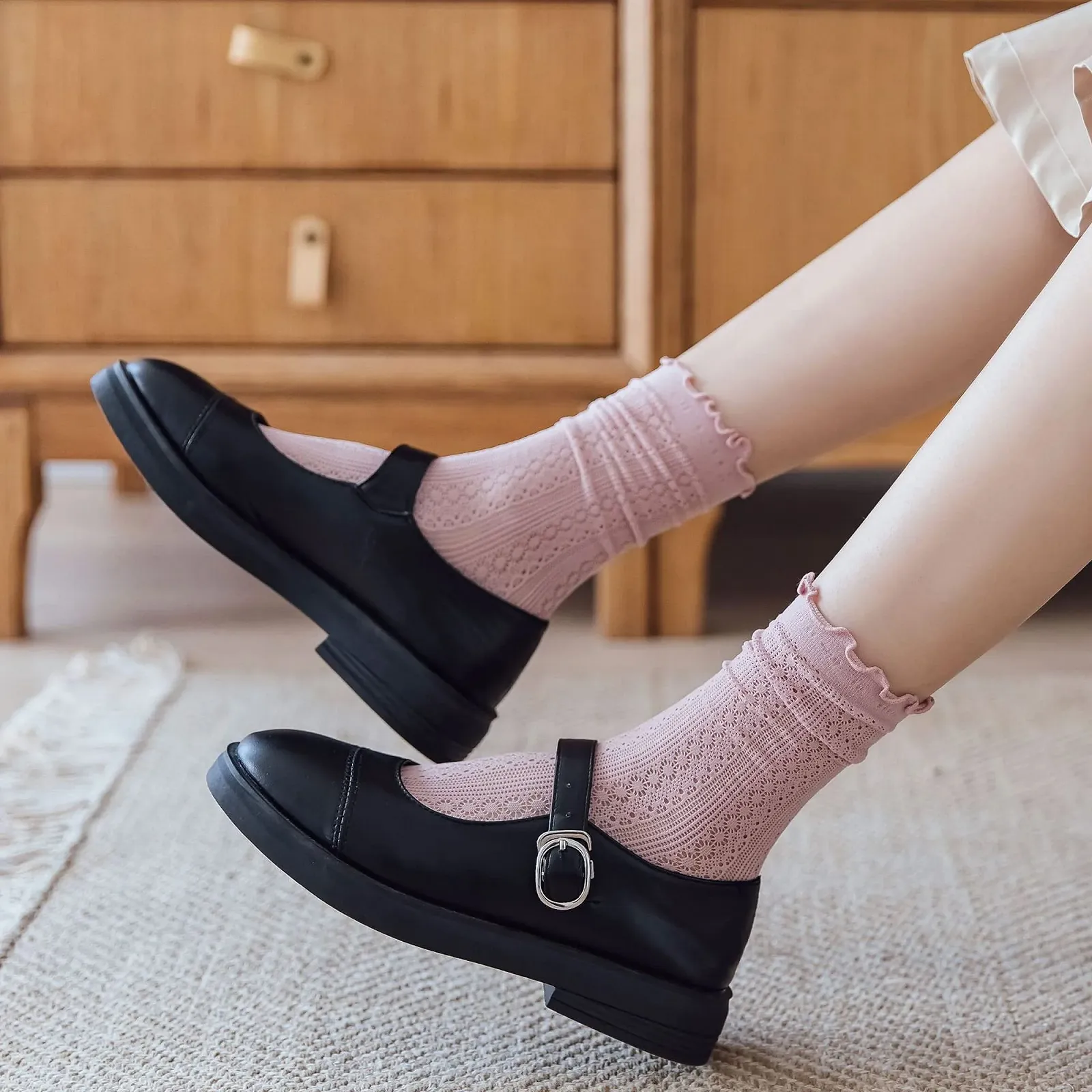 Набор из 3 пар носков с оборками для девочек/женщин, тонкие, прохладные и дышащие, короткие носки, носки-следки с оборками, милые, простые, шикарные носки для девочек, обязательный летний аксессуар, фото №5