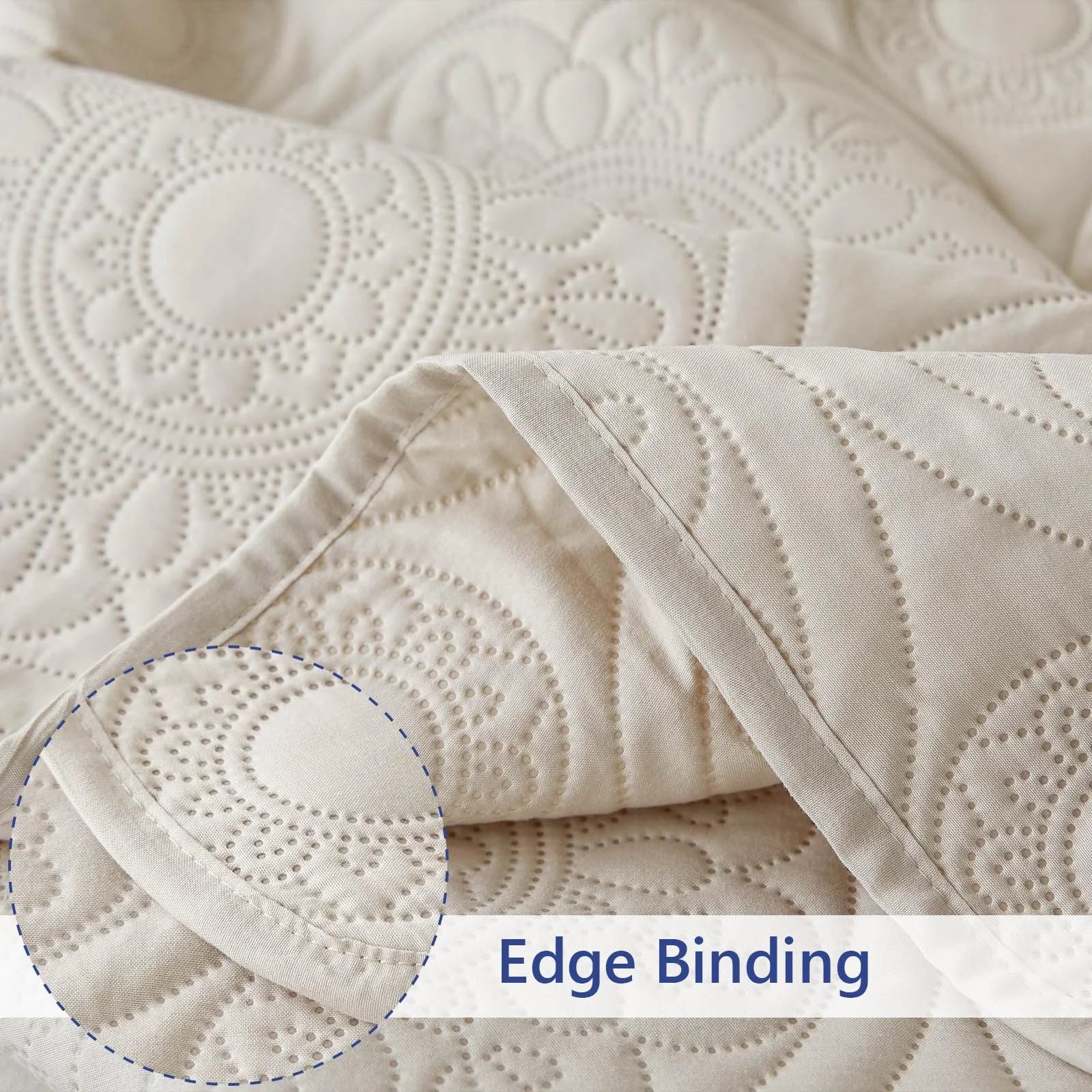 Покрывало стеганое Simple&Opulence Двуспальный Мягкий Двусторонний Микрофибра Цветочный Бежевый (220 x 240 см, 3 шт), фото №8