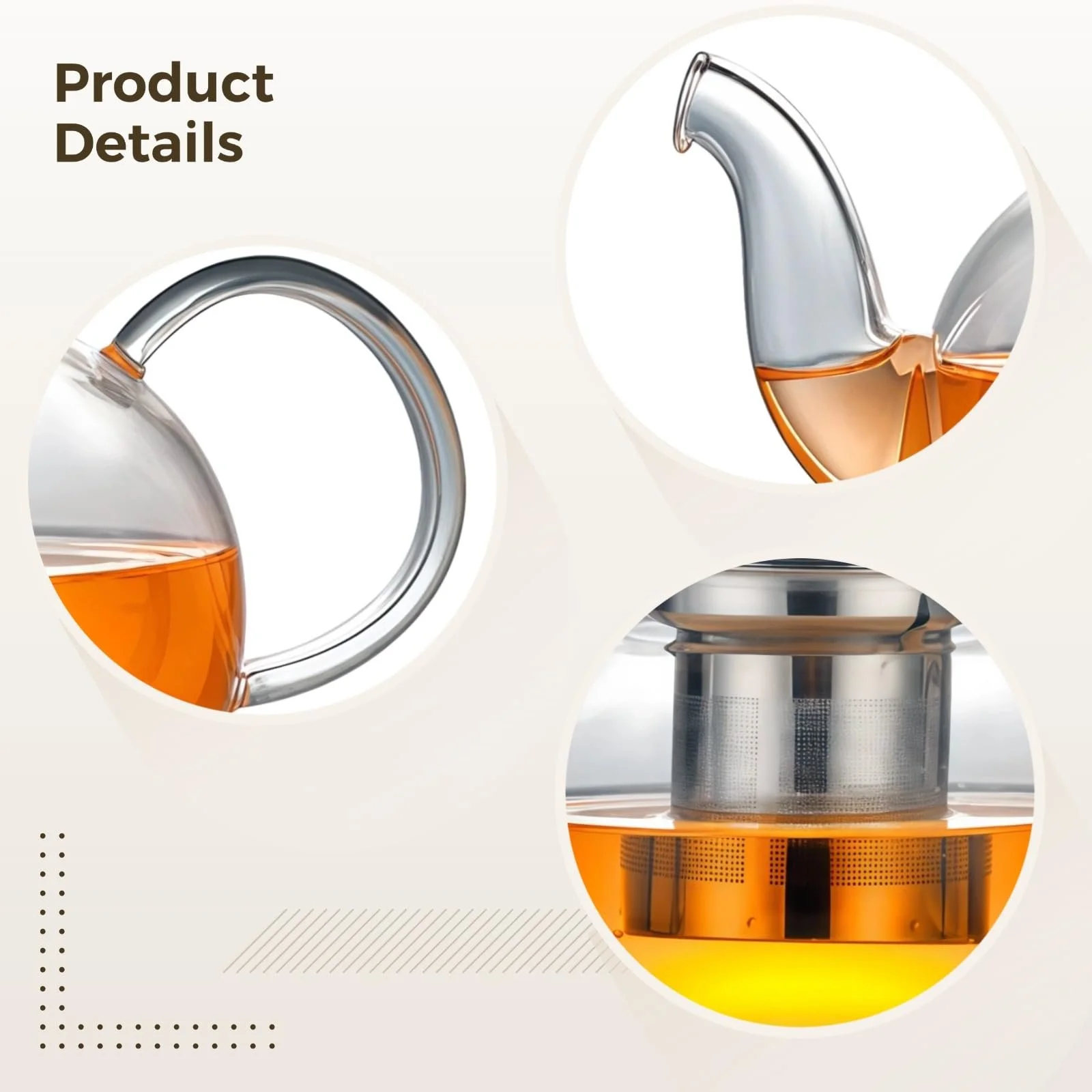 Скляний Чайник-заварник, фото №3