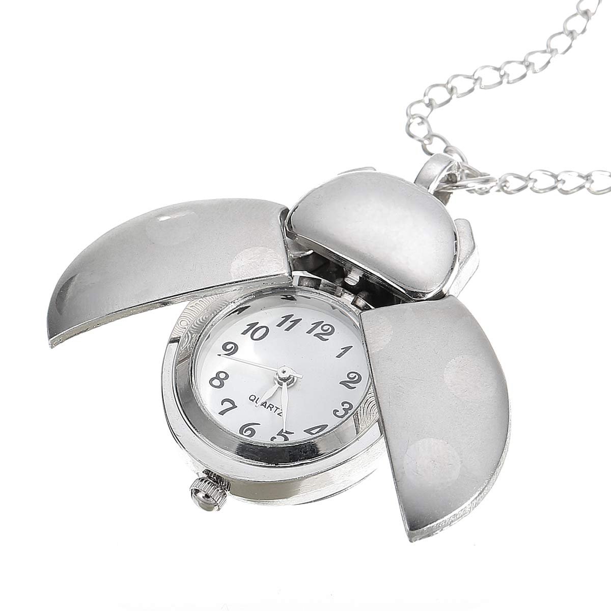 Часы-ожерелье Женские Fenkoo LadyBug Серебристый циферблат Кварцевый Аналоговый, серебристый, фото №3
