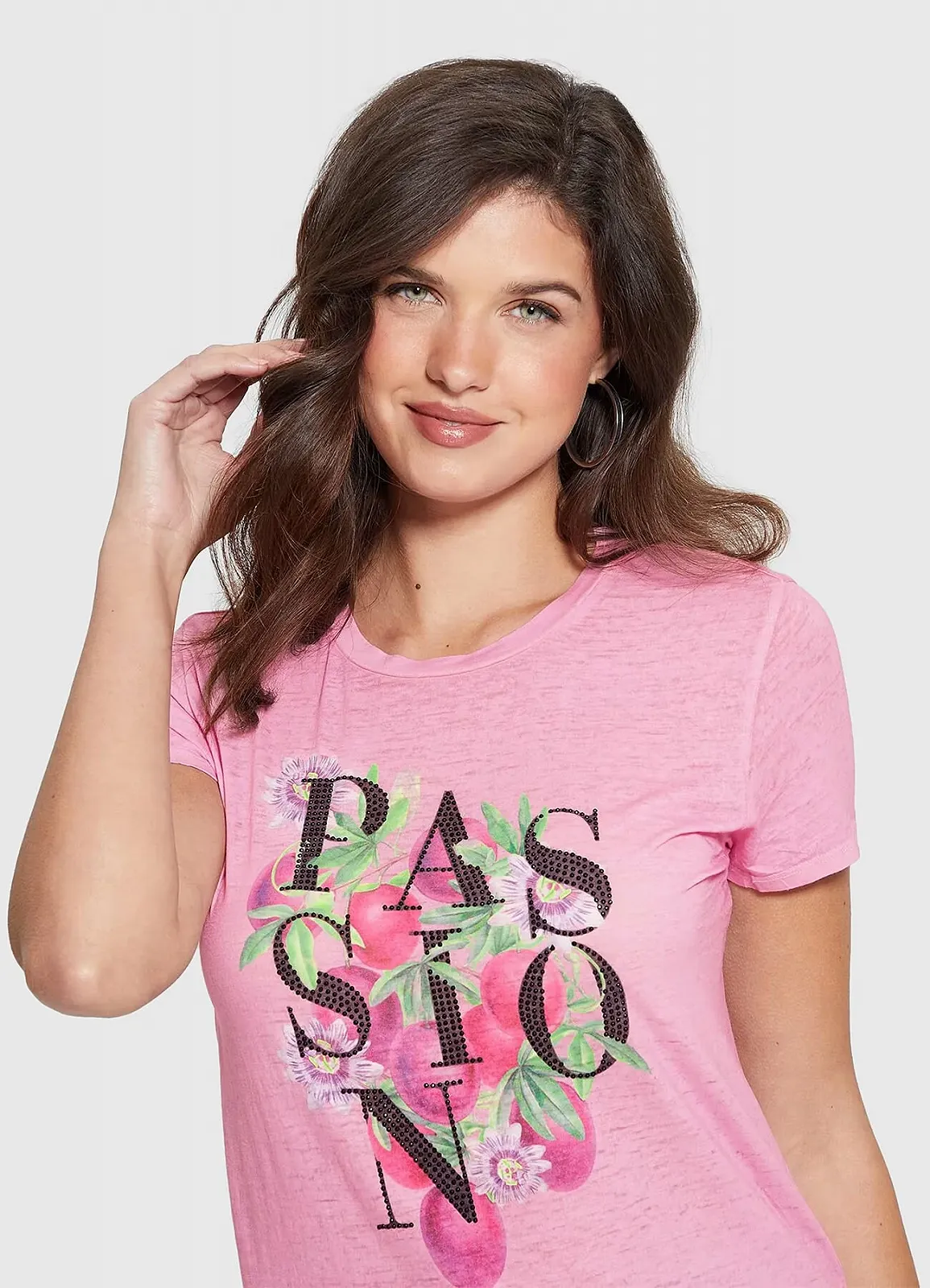 Жіноча футболка GUESS JEANS / Рожева / Розмір S, фото №2