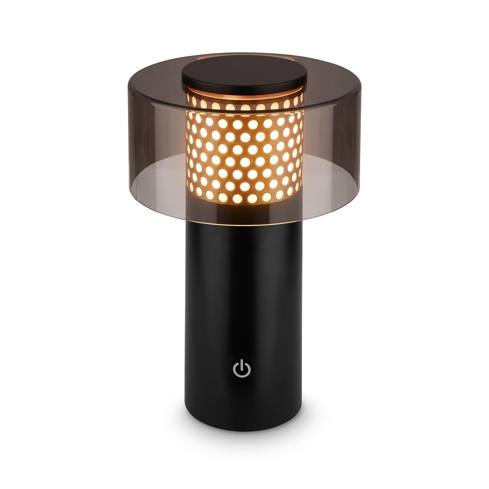 Настольная лампа BRILONER LED Беспроводная IP44 Сенсорная Диммируемая 13 x 20.5 см Черная/Золотая, фото №1