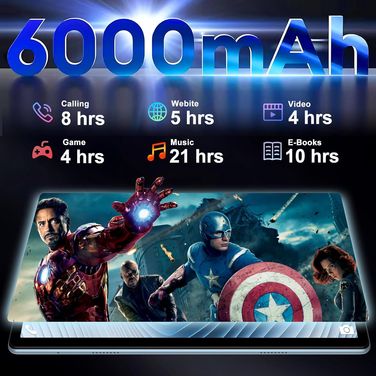 Планшет 10.1" DEERTIME E15 6+14/128Gb 8 ядер Android 14 6000 mAh Blue, фото №6